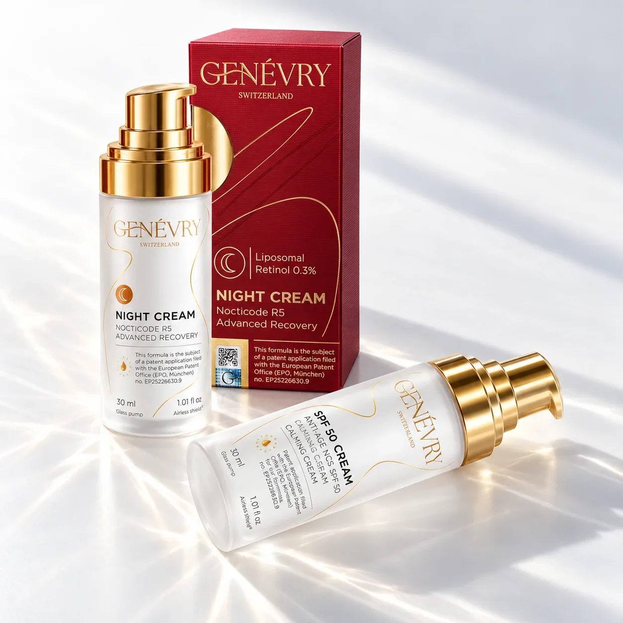 The Night & Light Duo – GENÉVRY night cream and SPF 50 set