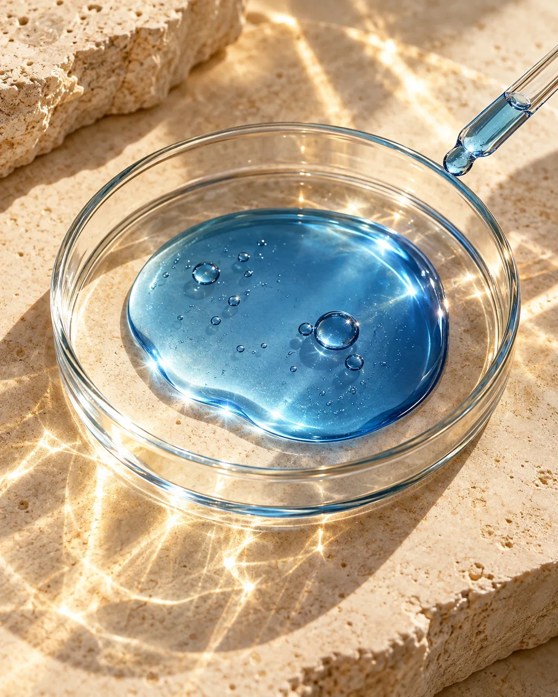 Copper peptide GHK-Cu – artistic laboratory still life