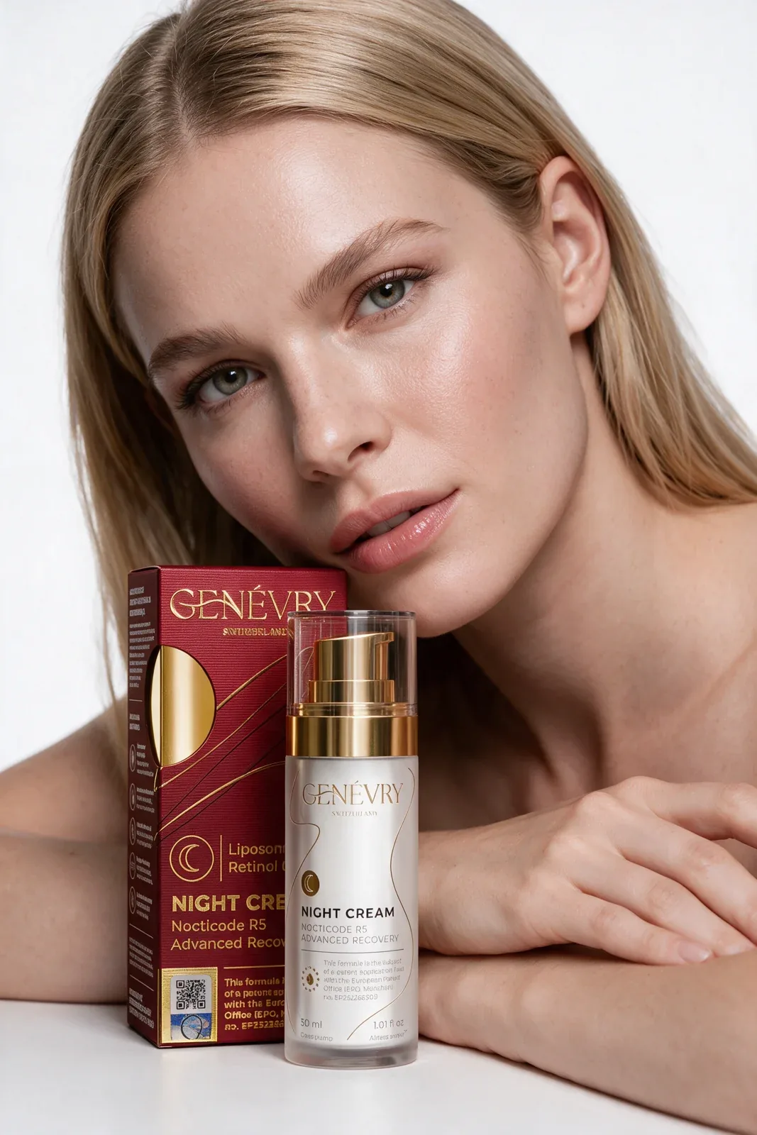 GENÉVRY skincare campaign portrait – radiant skin