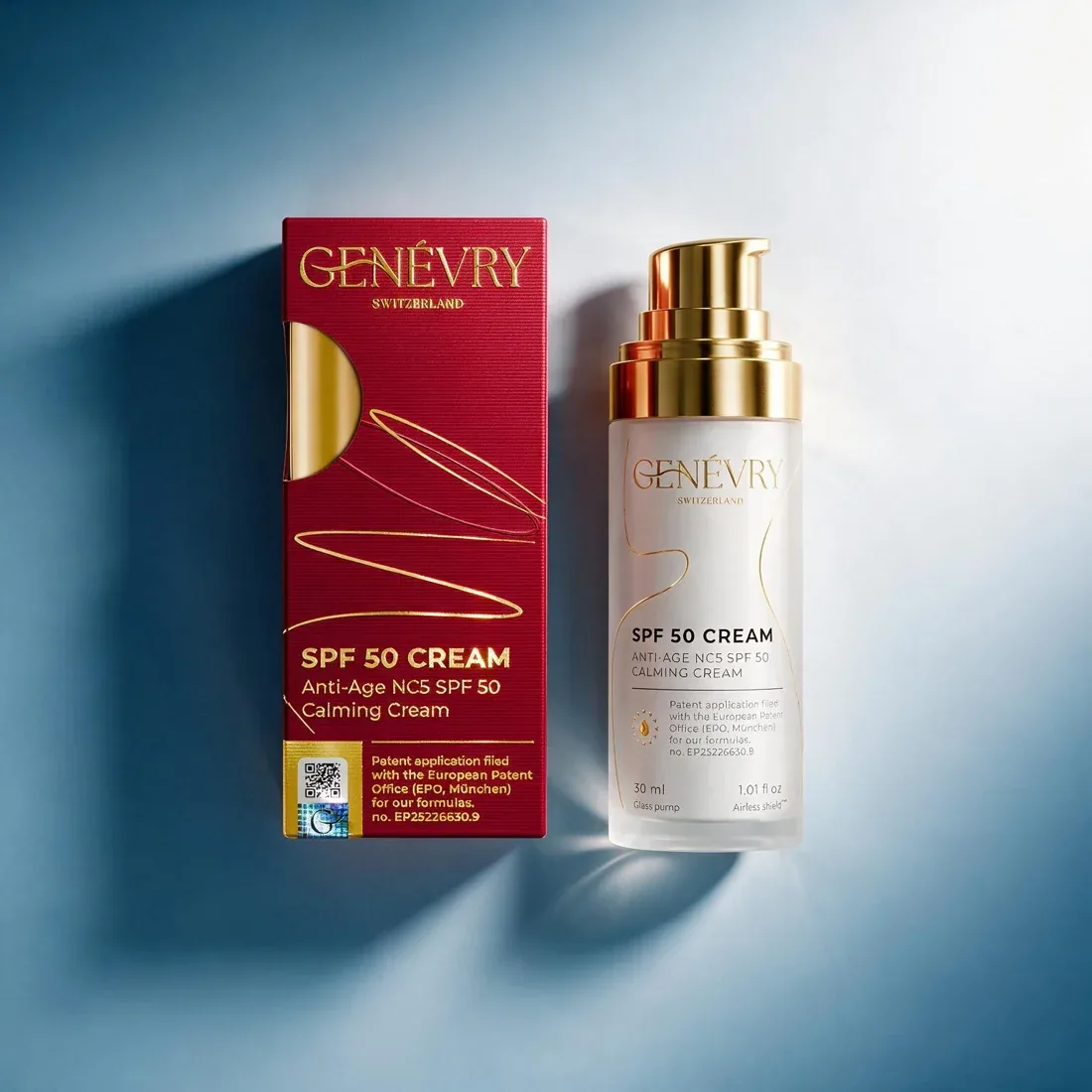 GENÉVRY Anti-Age NC5 SPF 50 calming face cream, Swiss skincare